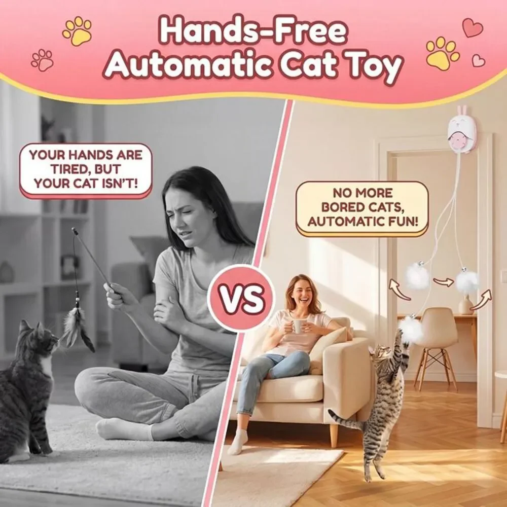 New Interactive Cat Toys for Indoor Cats, Automatic Hanging Cat Toys